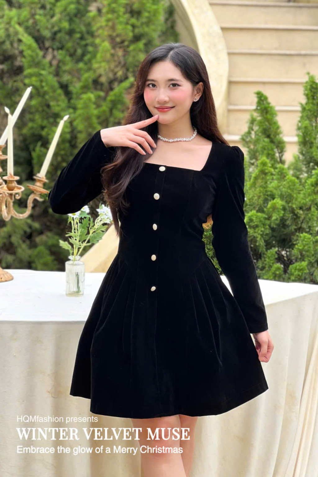 Đầm Nhung Dáng Ngắn Cổ Vuông - Winter Velvet Muse l Kiêu Kỳ Trong Sắc Nhung Ánh Đông