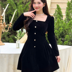 Đầm Nhung Dáng Ngắn Cổ Vuông - Winter Velvet Muse l Kiêu Kỳ Trong Sắc Nhung Ánh Đông