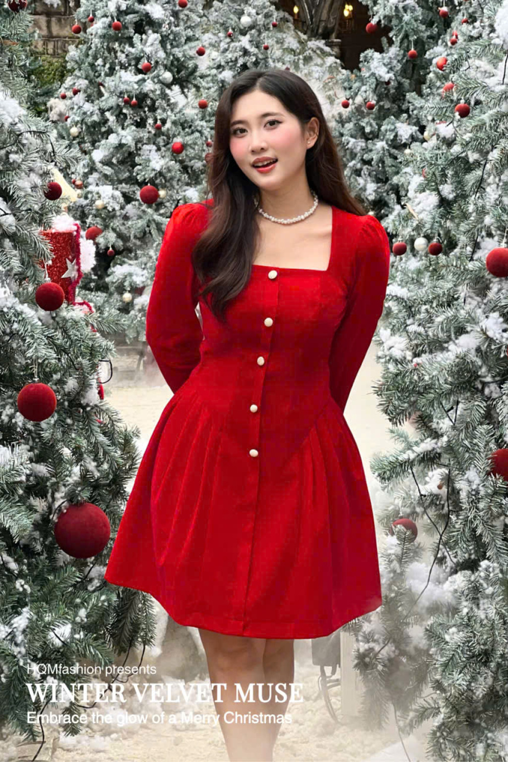 Đầm Nhung Dáng Ngắn Cổ Vuông - Winter Velvet Muse l Kiêu Kỳ Trong Sắc Nhung Ánh Đông