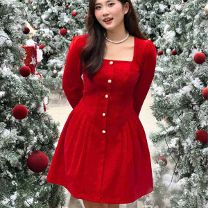 Đầm Nhung Dáng Ngắn Cổ Vuông - Winter Velvet Muse l Kiêu Kỳ Trong Sắc Nhung Ánh Đông