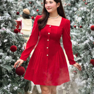 Đầm Nhung Dáng Ngắn Cổ Vuông - Winter Velvet Muse l Kiêu Kỳ Trong Sắc Nhung Ánh Đông