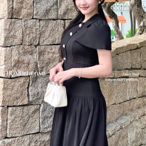 Đầm Suông Thanh Lịch - Daisy Bud | Cổ Sơ Mi, Tay Bồng Nhẹ, Vải Gân Giữ Dáng Tự Nhiên