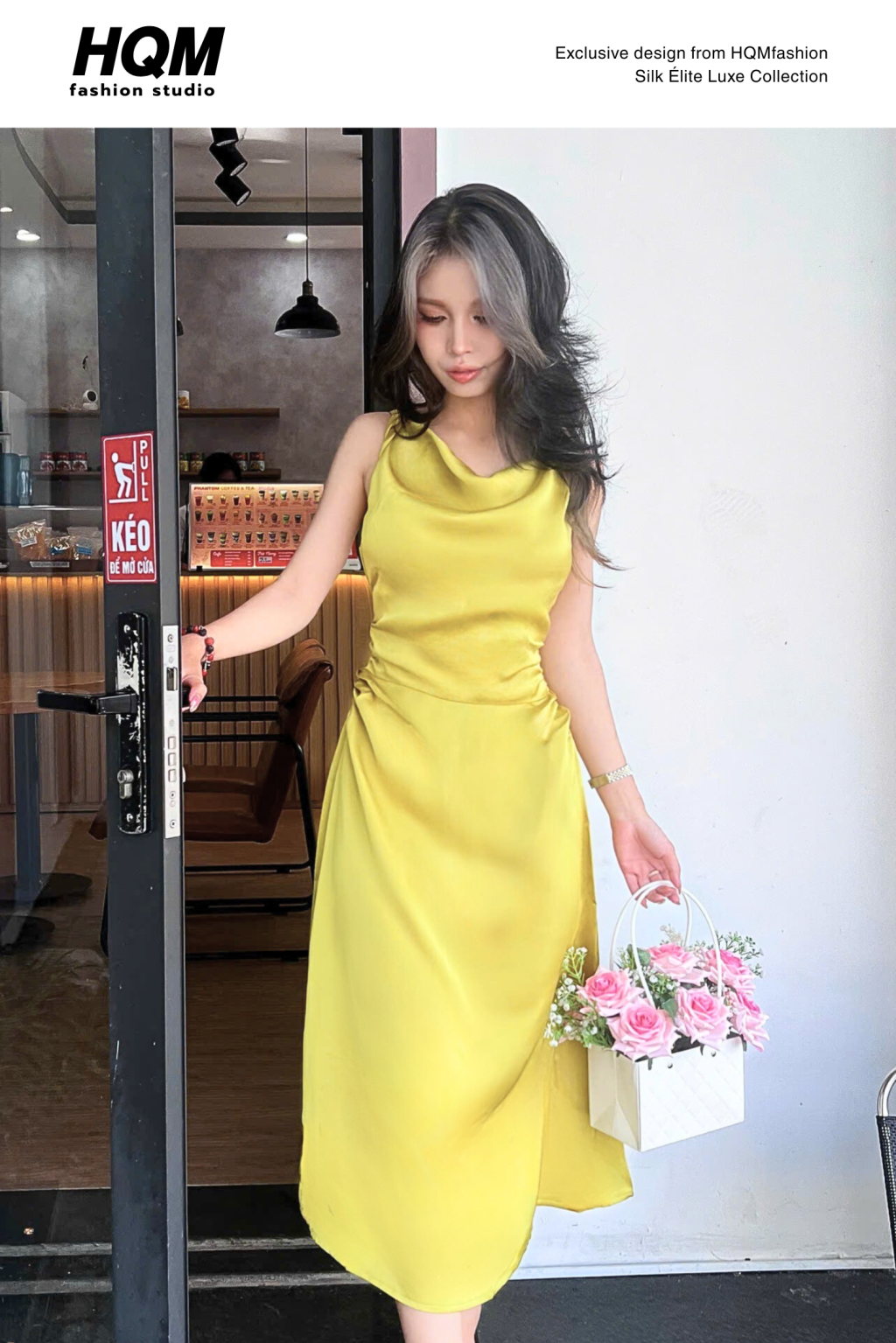 Đầm Lụa Cổ Đổ Vai Xoắn - Iris Luxe l Uyển Chuyển Mềm Mại, Thanh Lịch Cùng Lụa Tô Châu Cao Cấp