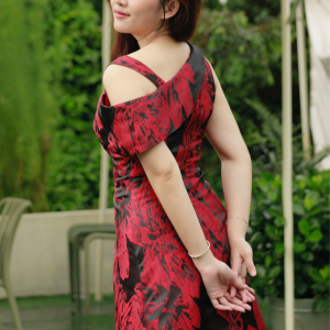 Đầm Dáng A Lệch Vai - Peonia l Thanh Lịch Với Họa Tiết Mẫu Đơn Dệt Nổi